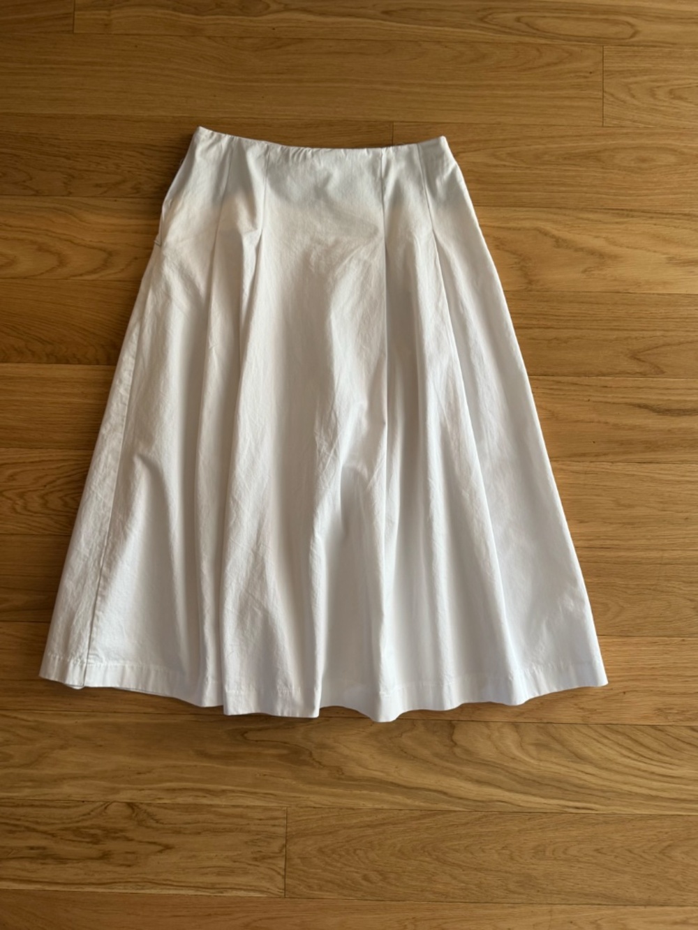 ZARA shite cotton pleated midi-skirt - size M